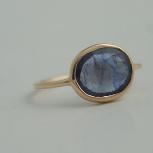 Rose Cut Blue sapphire Gold Ring Blue Sapphire Ring Blue sapphire Jewelry Birthstone Jewelry image 2