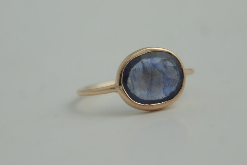 Rose Cut Blue sapphire Gold Ring Blue Sapphire Ring Blue sapphire Jewelry Birthstone Jewelry image 2