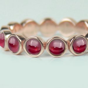 Rhodolite Garnet Eternity Ring: Stackable Gold Band