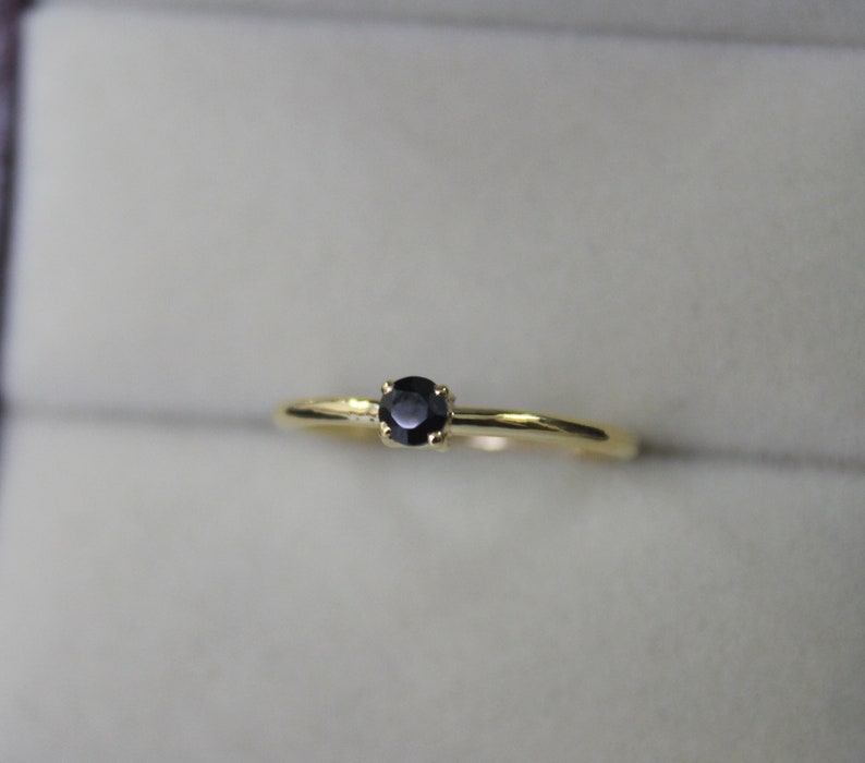 Black diamond solitaire ring, dainty black diamond ring, Black diamond simple ring, tiny black diamond Ring image 6