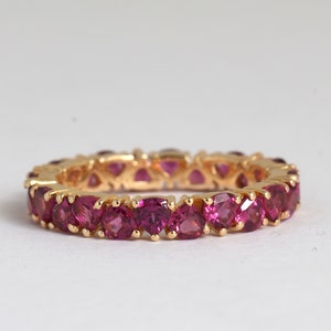 Natural Rhodolite Garnet Eternity Ring -  Garnet Eternity Band - Stackable Full Eternity Band Ring - Gift for her