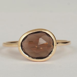 Smoky Quartz Slice Ring: Gold Birthstone Engagement Ring