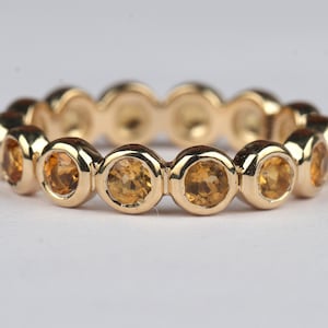 Natural Citrine Eternity Ring -Citrine Eternity band - Stackable Full Eternity Band Ring - Gift for her
