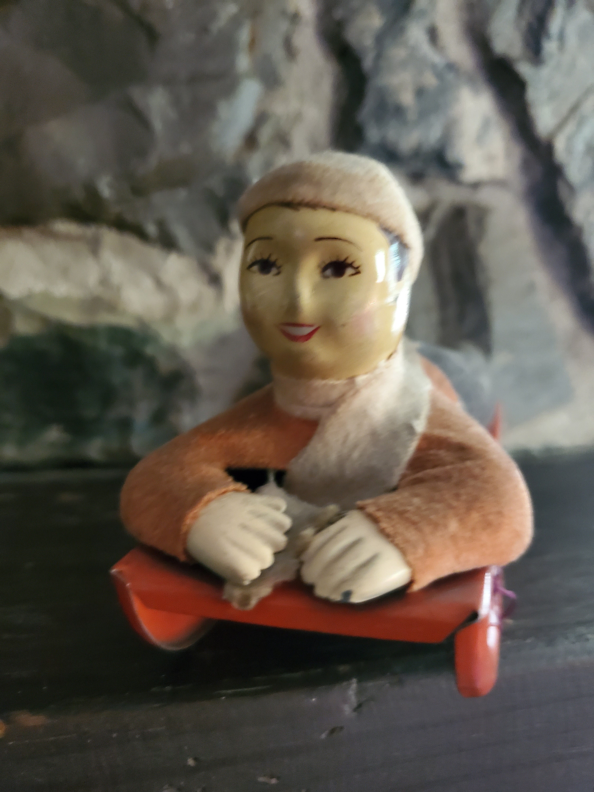 Antique RARE Boy on Sled Wind up Toy Etsy