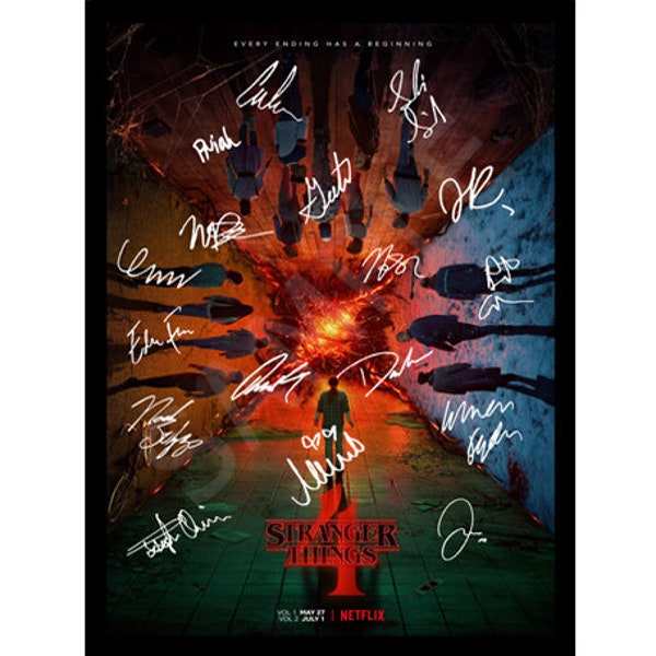 Stranger Things Season 4 Original Poster with Cast Signatures A4