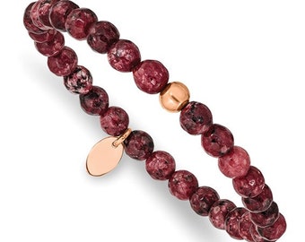 Red Jade & Rose Gold Plated Gemstone Bracelet