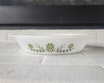 Cocotte ovale en deux parties Crazy Daisy de Glasbake des années 1970 J2352