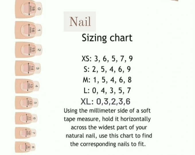 Nail Sample Sizing Chart