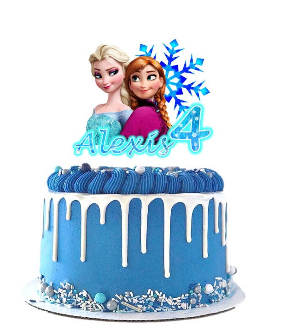 Frozen Elsa Anna HANDMADE Cake Topper Personalised Glossy Etsy