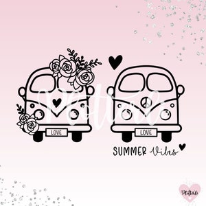 Plotterdatei/Laserdatei Bus / Auto / Bus / Sommerauto / Bulliliebe / Summer Vibes / Flowerpower Plotter Datei SVG PNG