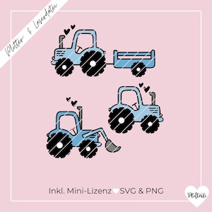 Plotter & laser file tractor, bulldog with trailer, SVG PNG, including commercial license