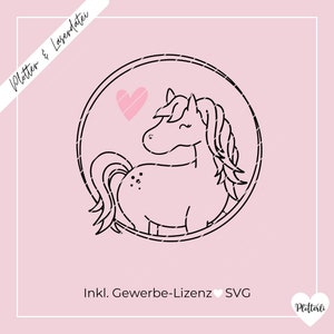 Plotter- & Laserdatei süßes Pferd, SVG PNG inkl. Gewerbelizenz