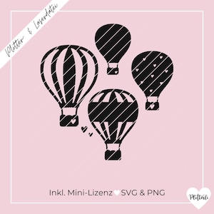 Plotter- & Laserdatei Heißluftballon, Ballon, 4 tolle Ballons, SVG PNG, inkl. Gewerbelizenz