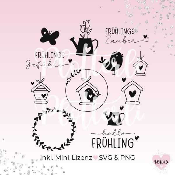 Plotterdatei & Laserdatei Frühlingsbundle "hallo Frühling" / Frühlingsmotive / Frühling / SVG PNG