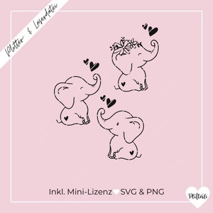 SVG plotter & laserbestand hart olifant / kleine olifant / olifant SVG incl. commerciële licentie