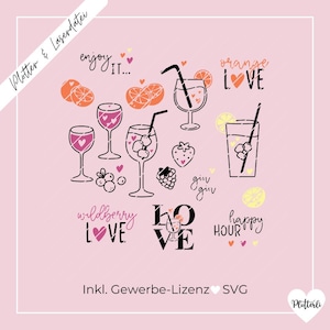 Pacchetto cocktail di file laser e plotter, cocktail SVG PNG licenza commerciale incl