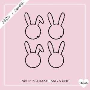Plotter- & Laserdatei Hasenkranz / Hasenkopf / Hasenanhänger Ostern SVG PNG inkl. Gewerbelizenz