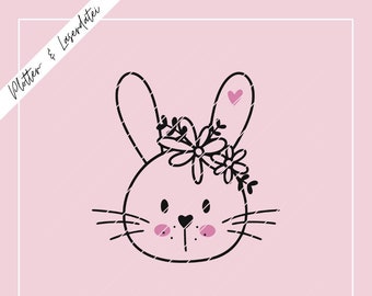 Plotterdatei & Laserdatei Flowerbunny / Hase / Frühling / Ostern / SVG PNG