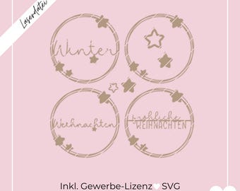 Pliki laserowe SVG pętle gwiazdowe, pętla, zima, Boże Narodzenie, wieniec, cięcie laserowe SVG, w tym licencja komercyjna