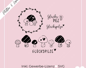 Plotter & laser file Lucky mushrooms, autumn, SVG PNG, including commercial license
