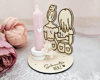 Plik laserowy SVG Girl Light, najlepsi przyjaciele, świecznik na herbatę, siostra, serdeczne, cięcie laserowe SVG, w tym licencja komercyjna