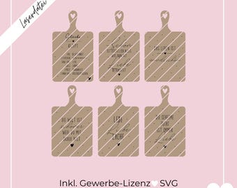 SVG laser file recipe for happiness, live love laugh, 6 different recipes, decoration, cutting board, board, SVG laser cut, including commercial license