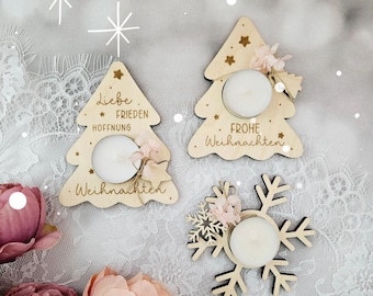 SVG laser file tealight holder, 3 candle holders, snowflake, Christmas tree, fir tree, Christmas SVG lasercut, including commercial license
