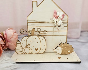 SVG laser file cottage, house, autumn, winter, spring, 3 mm, 4 mm and 6 mm, SVG laser cut, including commercial license