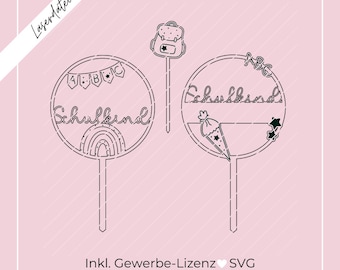 SVG laser file for schoolchild cake topper, back to school, first day of school, SVG laser cut, including commercial license
