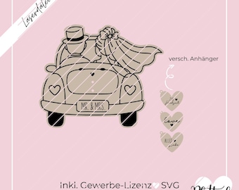 Laser file wish fulfiller wedding car, wedding car, wedding gift, cash gift, SVG including commercial license