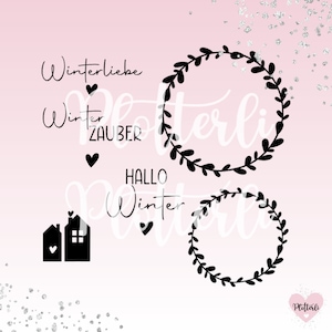 Plotterdatei & Laserdatei Hallo Winter / Winterliebe / Häuschen / Kranz / Winterzauber /  SVG PNG inkl. Gewerbelizenz
