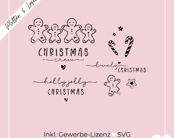 SVG Plotter- & Laserdatei Christmas Crew, Lebkuchenfamilie, Lebkuchenmännchen, Lebkuchen SVG PNG inkl. Gewerbelizenz