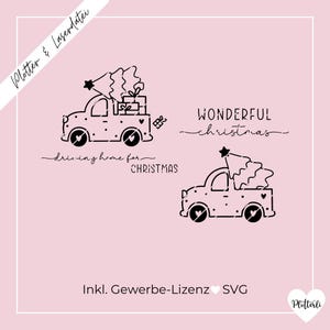 Plotter- & Laserdatei Weihnachtsauto, Weihnachtspickup, driving home for christmas, Weihnachten, SVG PNG inkl. Gewerbelizenz