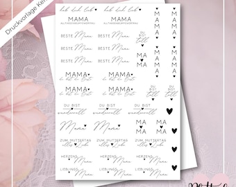 PDF print file for candle tattoos, candle foil, waterslide decals, Mother's Day, Mom, printable candle templates, taper candles, candle stickers
