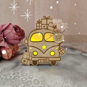 Archivo láser SVG Coche de Navidad, coche ligero, corte láser SVG de Navidad, incluida licencia comercial
