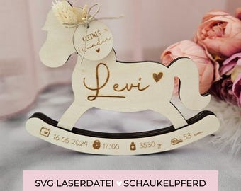 Plik SVG z konikiem na biegunach, 3D, prezent z okazji narodzin lub chrztu, dla dziecka, dekoracja, wycinany laserowo w formacie SVG, z licencją komercyjną