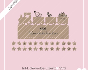 SVG laser file Advent calendar, Christmas train, Christmas SVG lasercut, including commercial license