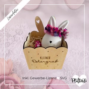 SVG Laserdatei Hasenkörbchen, Osterbox, Osterhase, Osterkörbchen, Osterkorb, Ostern, Osterdeko, Brettchen, SVG Lasercut, inkl. Gewerbelizenz