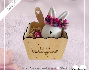 SVG laser file bunny basket, Easter box, Easter bunny, Easter basket, Easter basket, Easter, Easter decoration, board, SVG laser cut, including commercial license