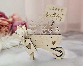 SVG laser file wheelbarrow, 3D, cash gift, voucher packaging, decoration, SVG laser cut, including commercial license