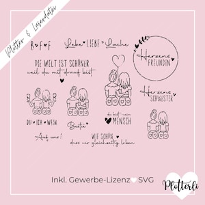 Plotter SVG e arquivo laser namoradas, irmãs, melhores amigas, melhores amigas, incluindo licença comercial