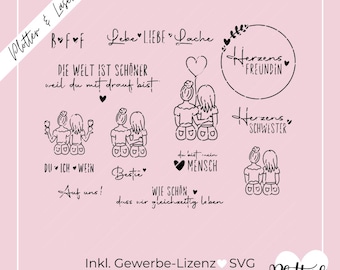 SVG plotter & laser file girlfriends, sisters, besties, best friends, including commercial license