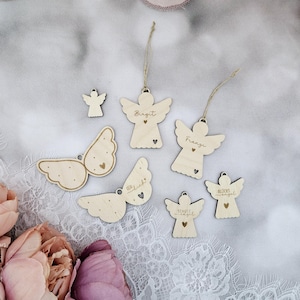 Pingente de anjo com arquivo a laser SVG, etiqueta para presente, pingente, pingente decorativo, asas de anjo Corte a laser SVG, incluindo licença comercial