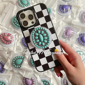 Turquoise Oval Western Concho Magnetic/Adhesive Phone Grip