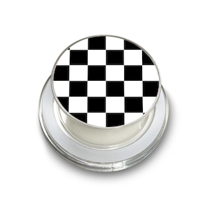 Black and White Checkered Magnetic Phone Grip