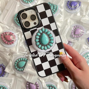 Turquoise Teardrop Western Concho Magnetic/Adhesive Phone Grip