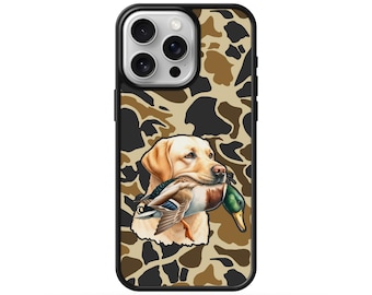 Funda para teléfono con diseño de perro, pato y labrador amarillo camuflado