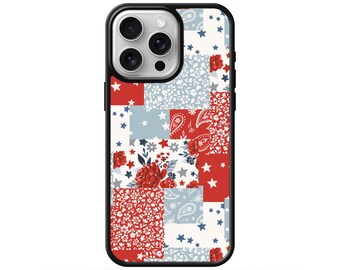 Gebloemd patchwork Fourth Of July-compatibele MagSafe-telefoonhoesje