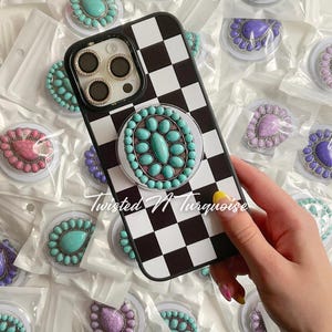 Turquoise Oval Western Concho Magnetic/Adhesive Phone Grip