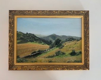 Small Vintage Landscape Oil Painting of the Welsh Valleys, Cwm Rheidol, Wales Signed Alan Tinsey - Original Artwork 1985